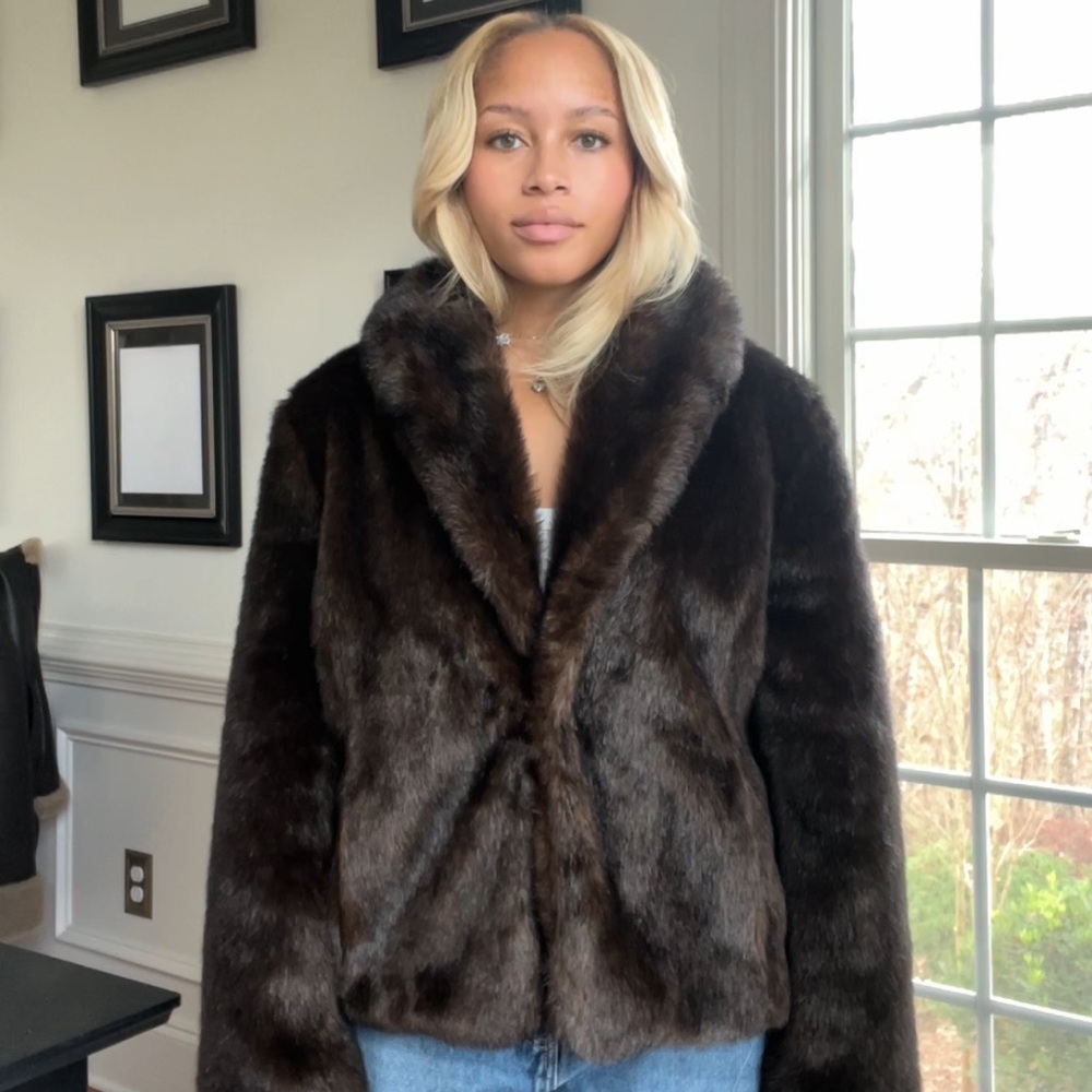 Mossimo Supply Co. Dark Brown Faux Fur Coat